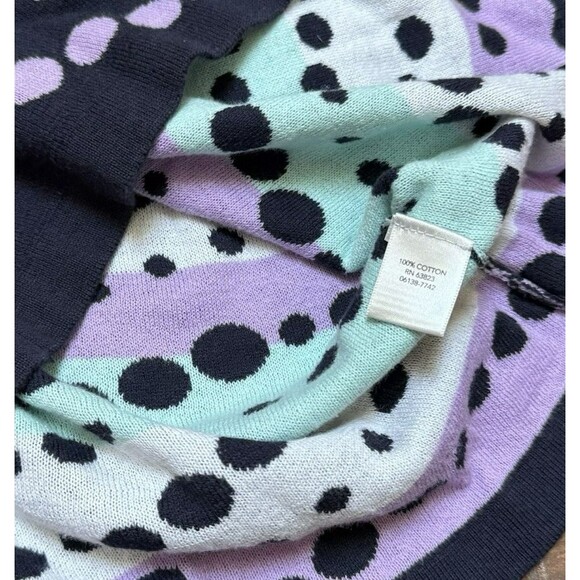 Polka Dot Button-Up Cardigan Sweater Christopher & Banks Pastel Navy Blue Sz M - Picture 7 of 8